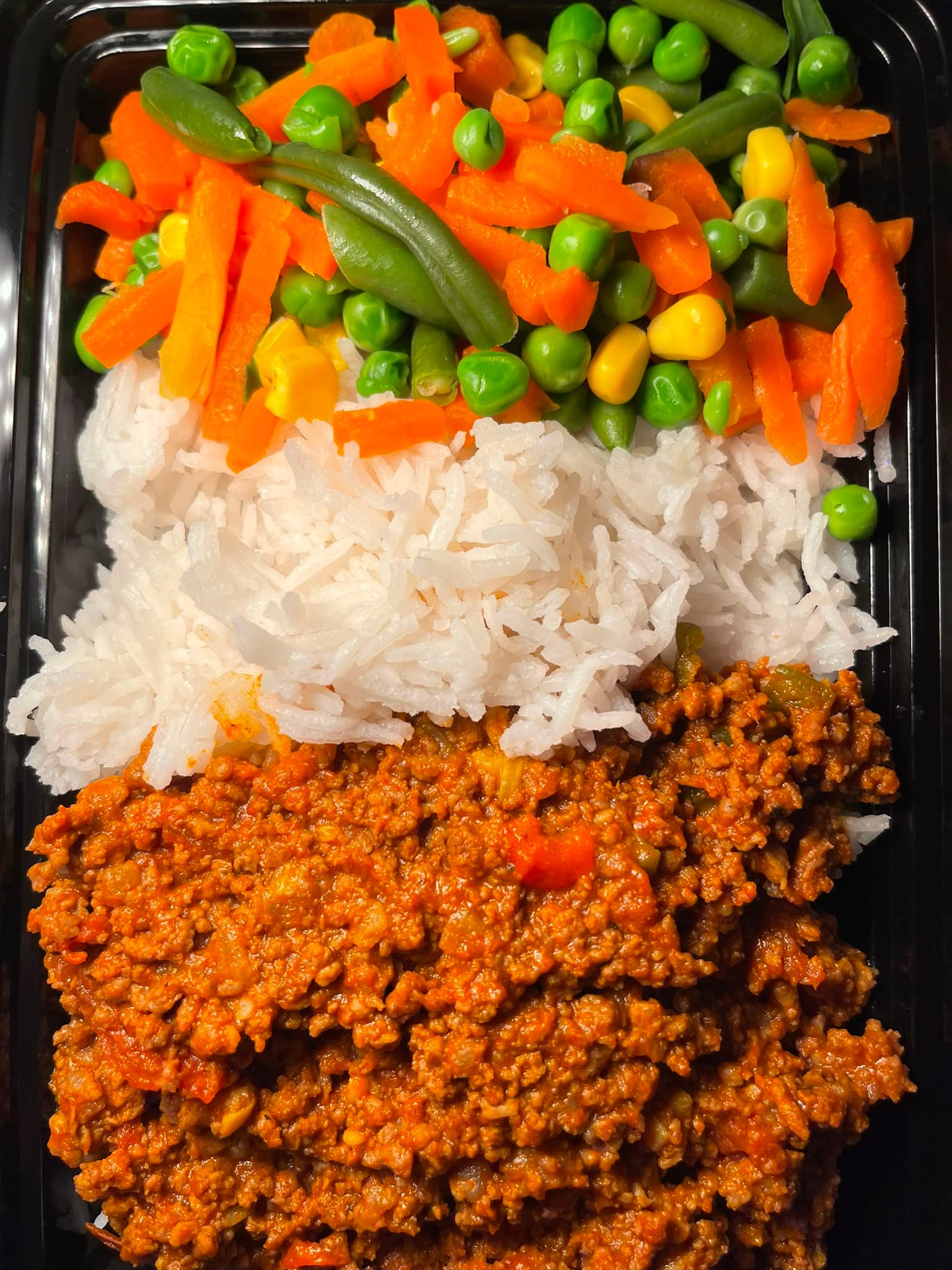 Beef & Brown Rice, packed and ready for delivery