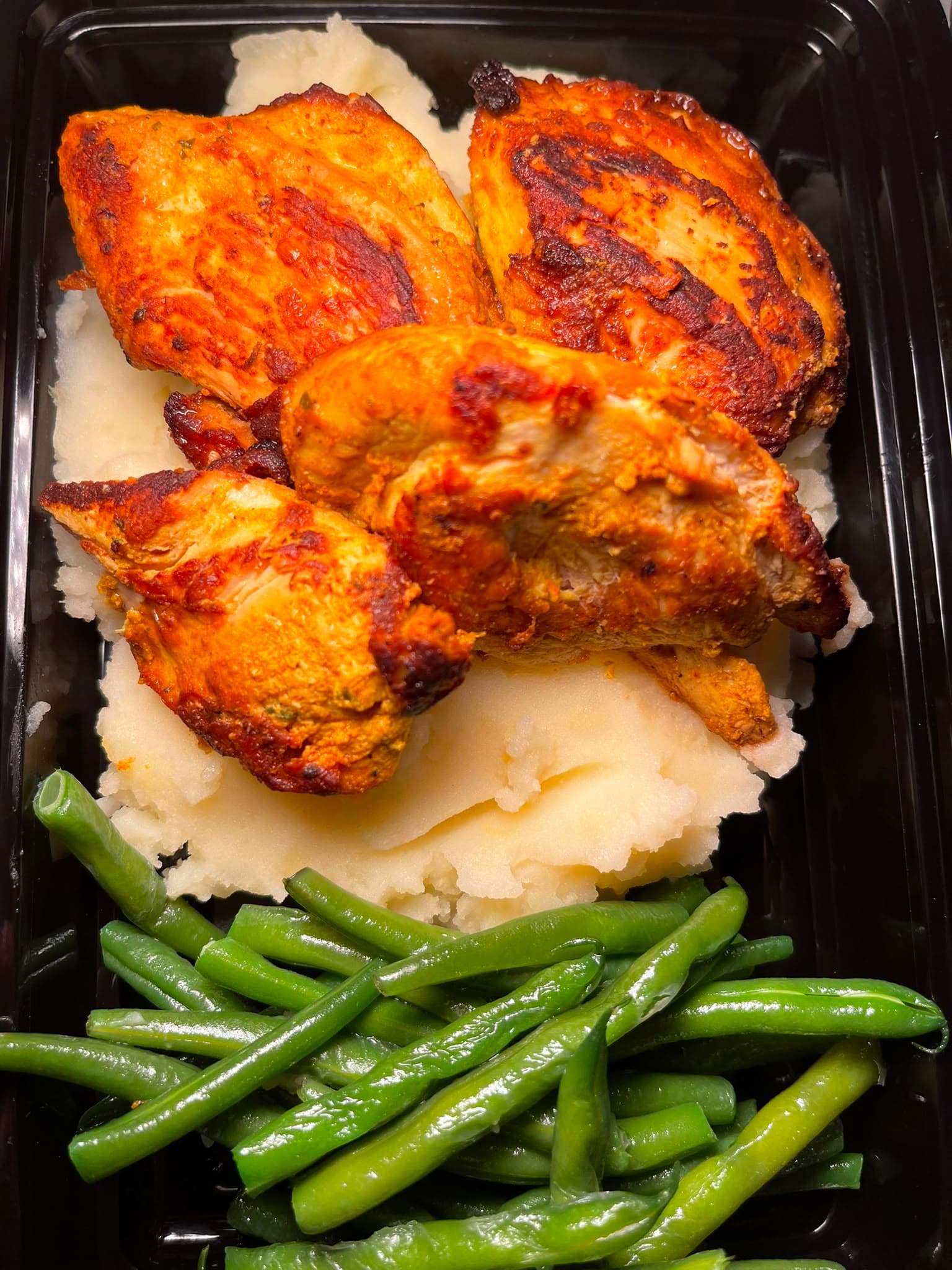 Chicken & Mashed Potato, packed and ready for delivery
